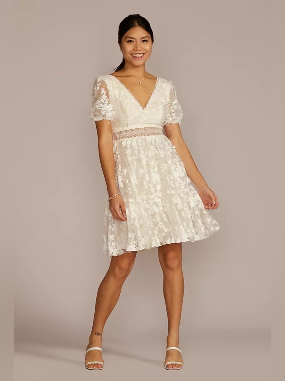 DB Studio NWT White Floral Lace Dress 6 Graduation Bridal Shower Cottagecore